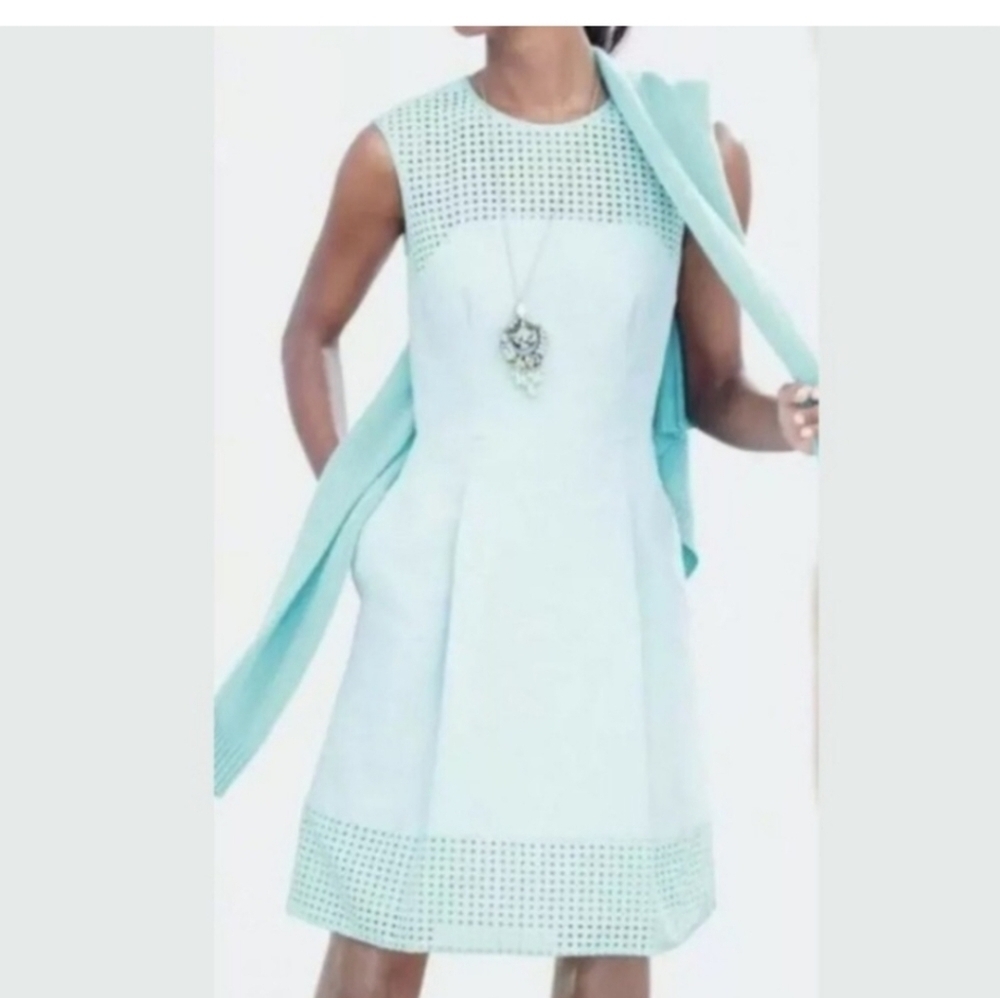 J Crew Silk Sleeveless Perforated A Line Dress Size 8